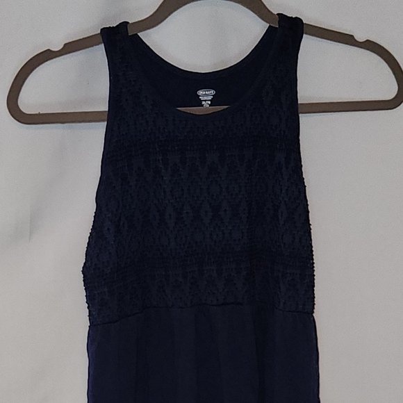 Lace Top Navy Blue Hi-Low Racer Back Dress - Picture 2 of 11